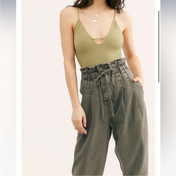 Free People Margaret Paperbag High Waisted Pants Medium Gray - Picture 13 of 14